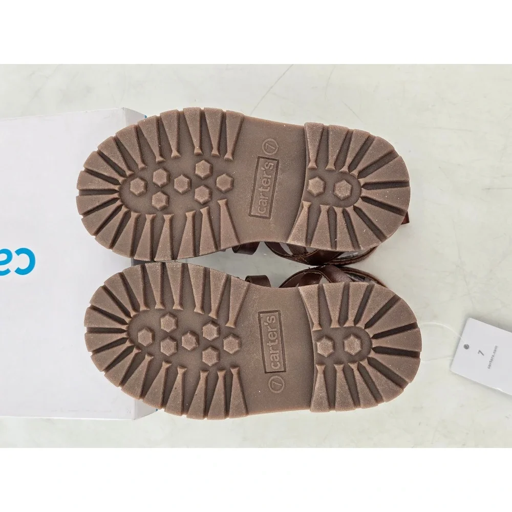 Carter's Ronda Gladiator Sandals Toddler 7 Brown Strappy Ankle Hook Loop - New